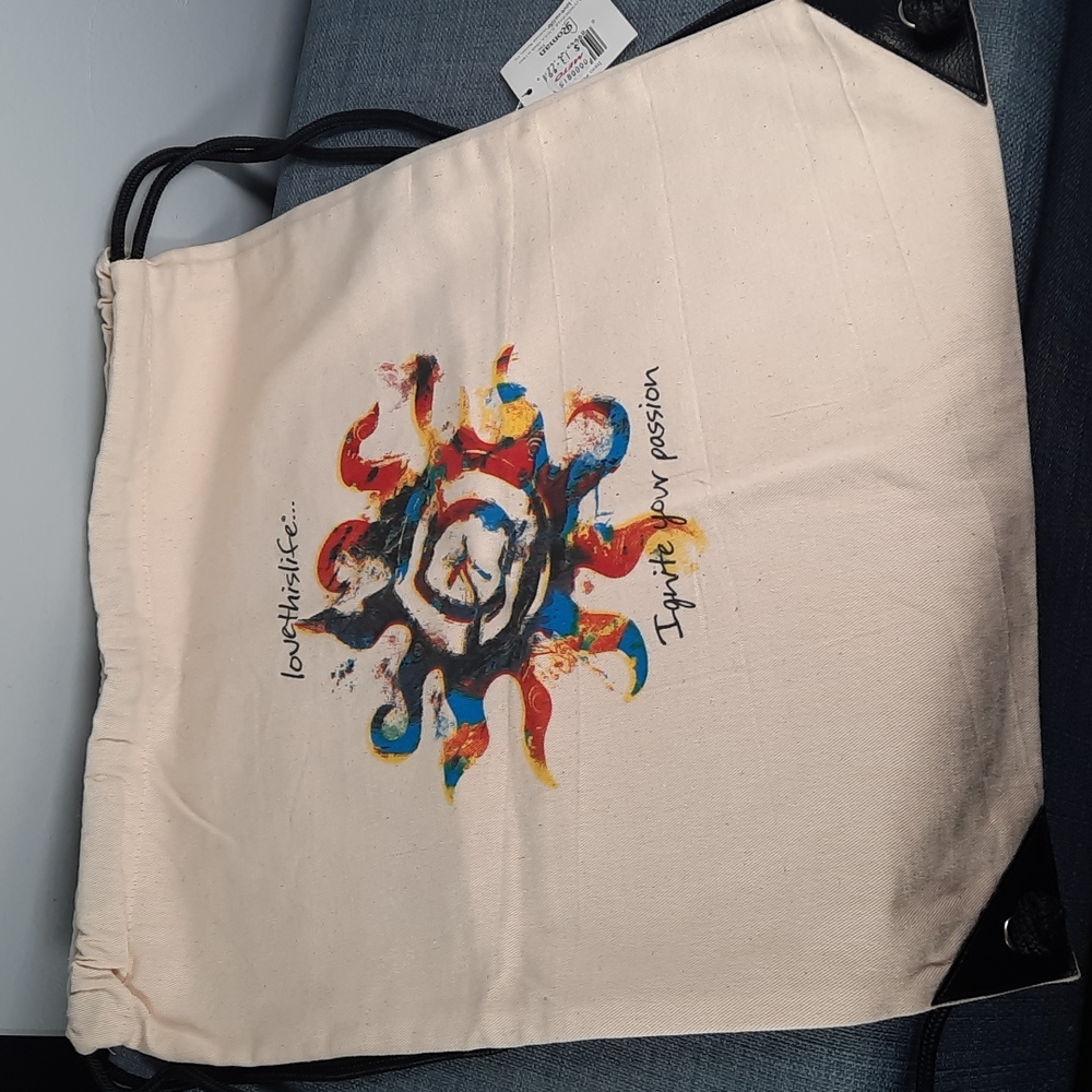 Canvas Sinch Sack Cord Backpack Bohemian Sunburst Art Love Life